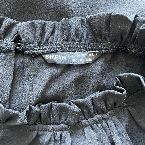 SHEIN Clasi Frilled Neck Bishop Sleeve Blouse in Black - Picture 3 of 4